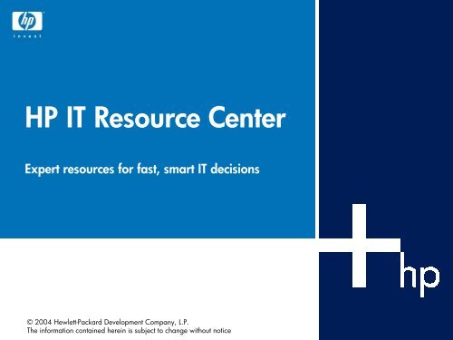 HP IT Resource Center - Hewlett Packard