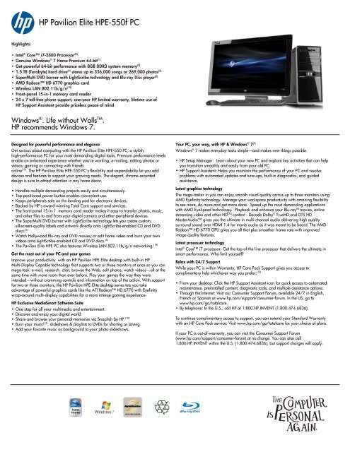 HP Pavilion Elite HPE-550f PC - Hewlett Packard