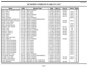 BCSD/BPD COMBINED WARRANT LIST