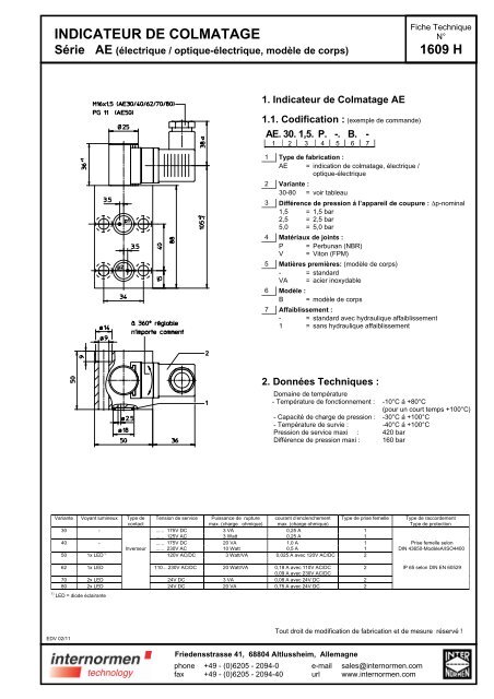 INDICATEUR DE COLMATAGE - internormen.com