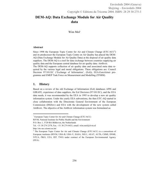 EnviroInfo 2004: DEM-AQ: Data Exchange Module for Air Quality data