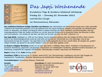 Das Japji Wochenende - Kundalini Khalsa