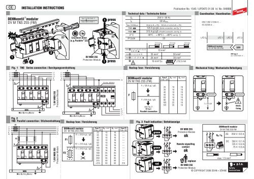 INSTALLATION INSTRUCTIONS press press DEHNventil ... - EuroVolt