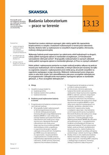 13.13 Badania laboratorium - prace w terenie - Skanska