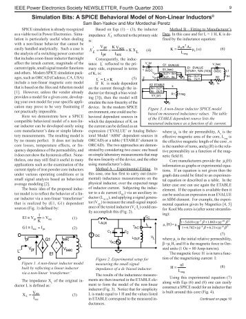 Simulation Bits: A SPICE Behavioral Model of Non-Linear InductorsÂ©