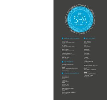 Pura Relax Spa Pricelist - Blue Lagoon Group