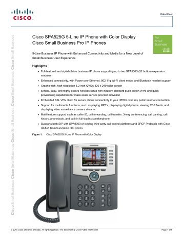 Cisco SPA525G 5-Line IP Phone with Color Display Cisco Small ...