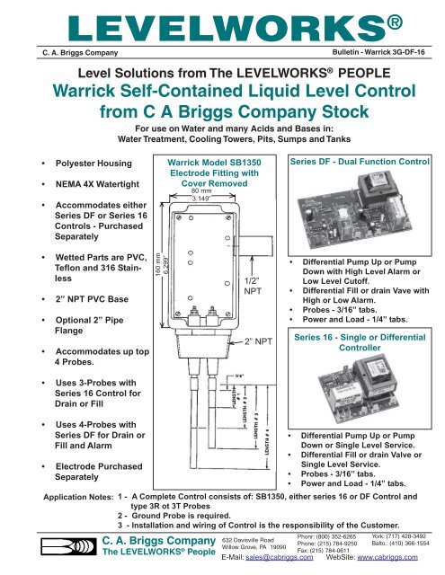 Warrick SB1350 Self Contained Liquid Level Controller - CA Briggs