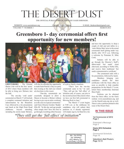 The Desert Dust The Oasis Shriners
