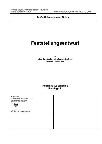 11 Regelungsverzeichnis - Staatliches Bauamt Traunstein - Bayern