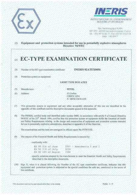 Atex Certificate