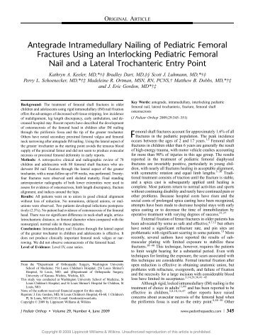 Antegrade Intramedullary Nailing of Pediatric Femoral Fractures ...