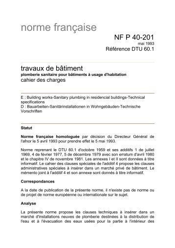 DTU 60.1 - Agence QualitÃ© Construction