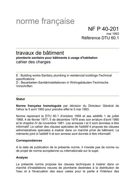 DTU 60.1 - Agence QualitÃ© Construction