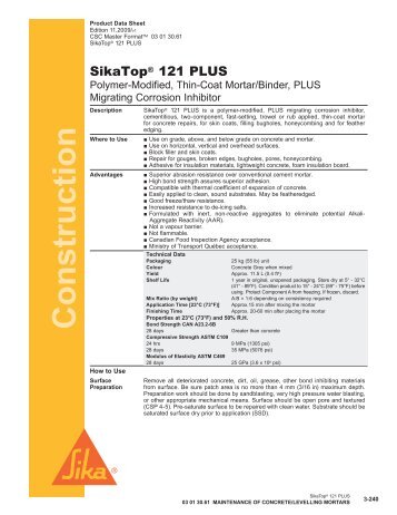 sikatop 121 plus tech sheet 2009.pdf - Northland Construction ...