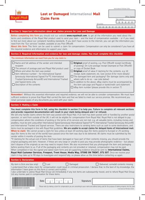 International Claims Form - Royal Mail