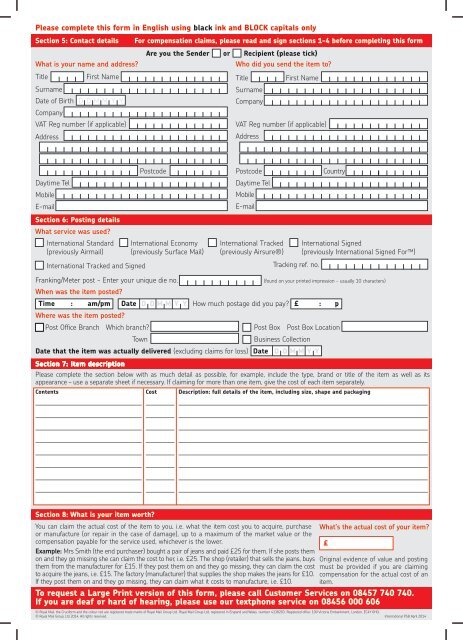 International Claims Form - Royal Mail