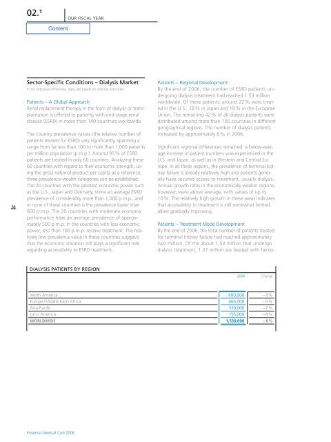 Operations and Business Environment - Fresenius Medical Care