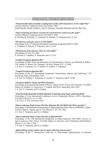 PUBLICATIONS and TALKS of J.S. Tsai - Nec