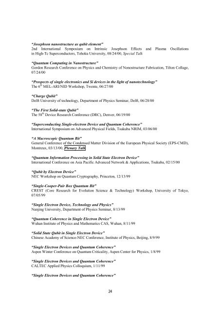 PUBLICATIONS and TALKS of J.S. Tsai - Nec