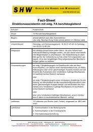 Fact-Sheet Direktionsassistentin mit eidg. FA berufsbegleitend - SHW