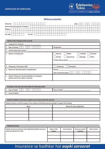 Download Form - Edelweiss Tokio Life Insurance