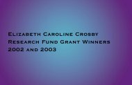 Elizabeth Caroline Crosby Research Fund Grant Winners ... - advance