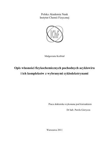 1. Część Literaturowa  - Instytut Chemii Fizycznej PAN