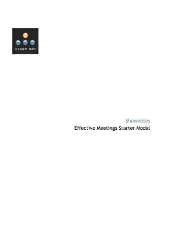 Effective Meeting Starter Model Shownotes (PDF) - Manager Tools