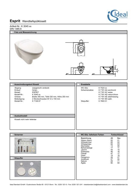 Esprit Wandtiefspülklosett - Ideal Standard