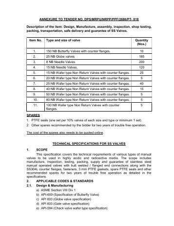 ANNEXURE TO TENDER NO. DPS/MRPU/NRPP/PPF/2686/PT- 818 ...