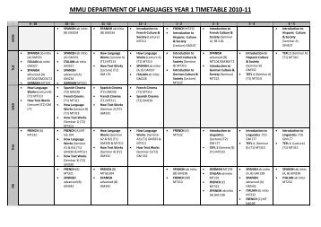 MMU DEPARTMENT OF LANGUAGES YEAR 1 TIMETABLE 2010-11
