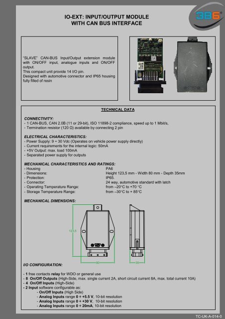 io-ext: input/output module with can bus interface - 3b6.it