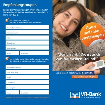 Flyer zu Kunden werben Kunden - VR-Bank in Südniedersachsen eG