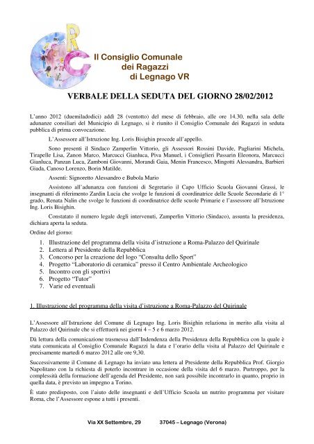 Verbale Seduta 28 febbraio 2012 - Circolo didattico Legnago 1