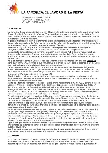 la famiglia: il lavoro e la festa - Centri di Preparazione al Matrimonio