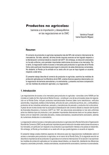 Productos no agrÃ­colas: - Centro de EconomÃ­a Internacional