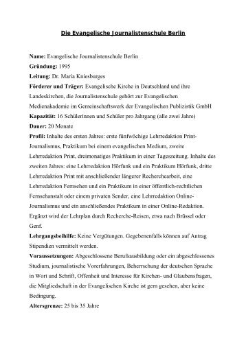Die Evangelische Journalistenschule Berlin - Medium Magazin
