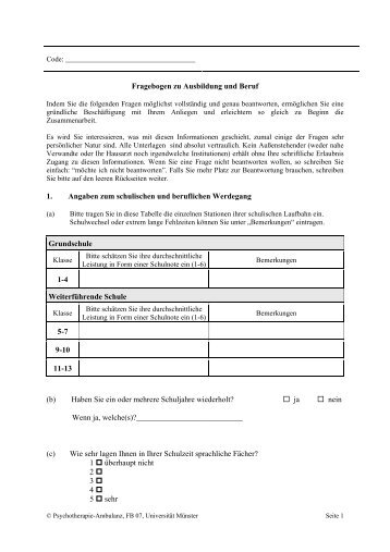 Fragebogen zum kennenlernen für schüler