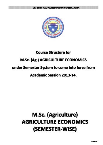 M. Sc (Agriculture Economics) - Dr BR Ambedkar University