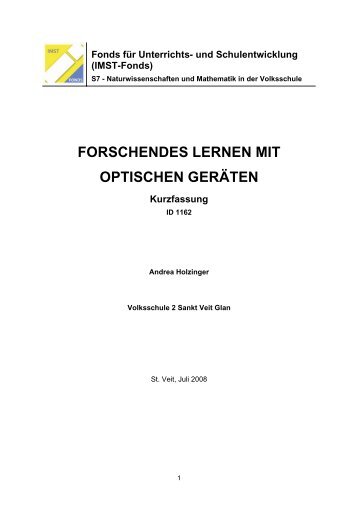 FORSCHENDES LERNEN MIT OPTISCHEN GERÄTEN - IMST