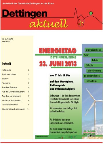 ENERGIETAG 23. JUNI 2013 - Gemeinde Dettingen an der Erms