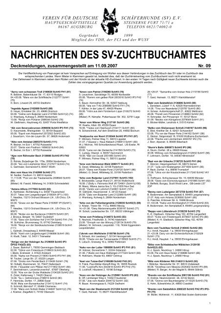 NACHRICHTEN DES SV-ZUCHTBUCHAMTES - Slezin Lovan