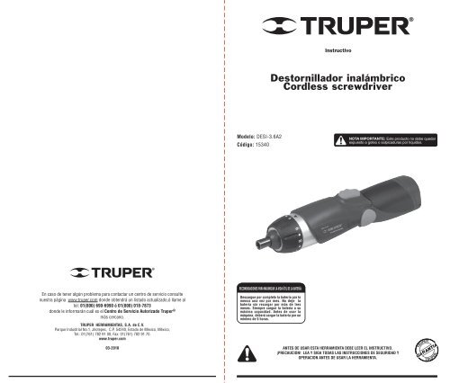 Destornillador inalámbrico Cordless screwdriver - truper