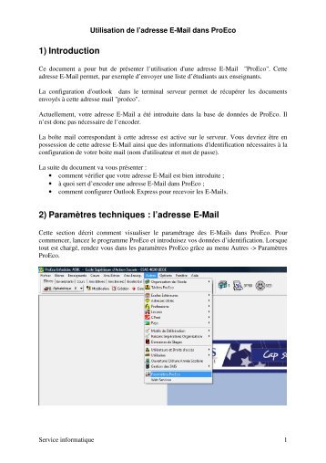 l'adresse E-Mail - HELMo Service Informatique