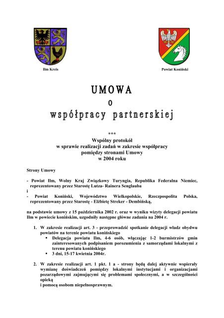 Protokół w sprawie realizacji zadań we współpracy ... - Powiat koniński