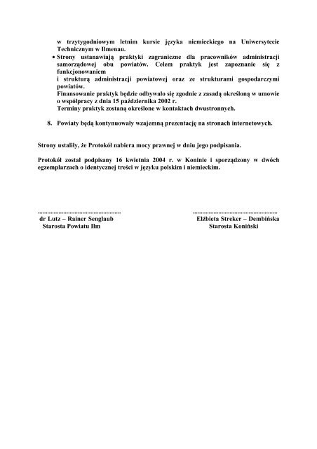 Protokół w sprawie realizacji zadań we współpracy ... - Powiat koniński