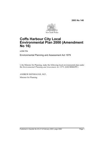 Coffs Harbour City Local Environmental Plan 2000 (Amendment No ...