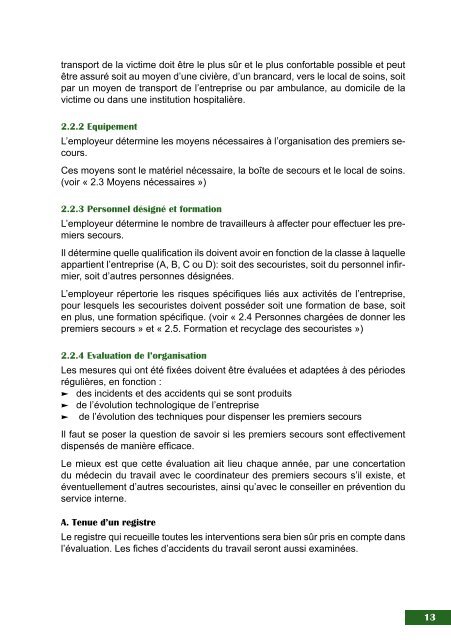 Premiers secours au travail (PDF, 667 KB) - Service public fÃ©dÃ©ral ...