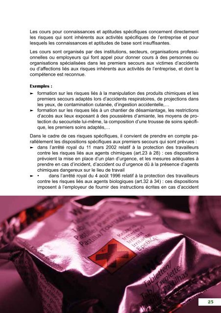 Premiers secours au travail (PDF, 667 KB) - Service public fÃ©dÃ©ral ...